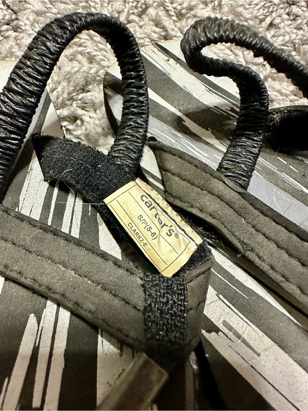 Carter's Black and White Striped Kids Flip Flops
